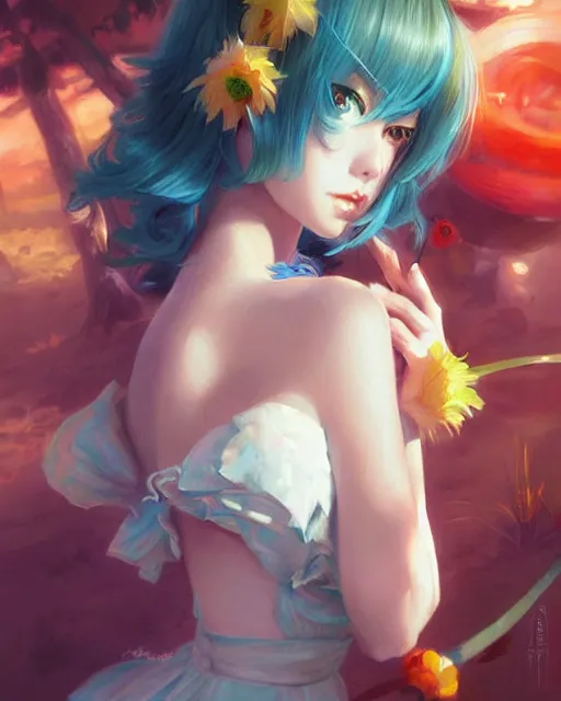 Prompt: A very beautiful painting of megpoid Gumi by rossdraws, wlop, artgerm, Gil Elvgren, Ilya kuvshinov