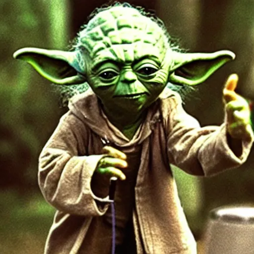 Image similar to yoda performing at woodstock