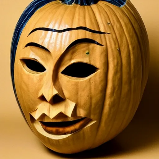 Image similar to gourd carved to look like the face of amber heard