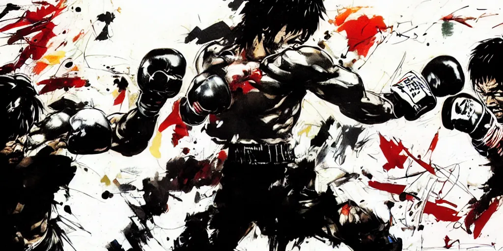 Image similar to a punch by Manny Pacquiao by Yoji Shinkawa and Ashley Wood