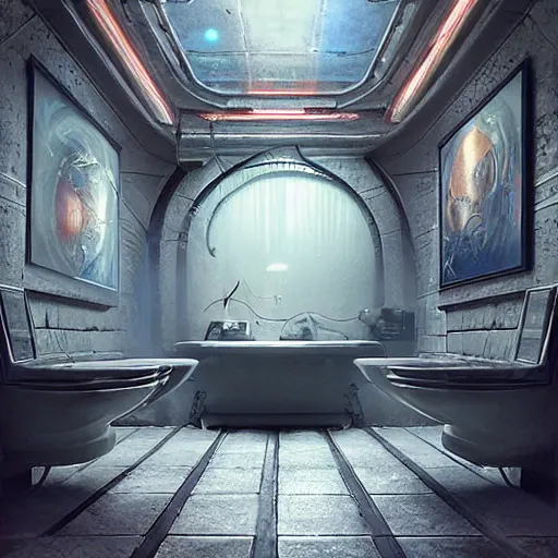 Prompt: hyperrealistic mixed media high resolution painting of a futuristic time traveling toilet, stunning 3d render inspired art by István Sándorfi and Greg Rutkowski and Unreal Engine, perfect symmetry, dim volumetric lighting, 8k octane beautifully detailed render, post-processing, extremely hyper-detailed, intricate, epic composition, highly detailed attributes, highly detailed atmosphere, cinematic lighting, masterpiece, trending on artstation, very very detailed, masterpiece, stunning, flawless structure, lifelike texture, perfection,