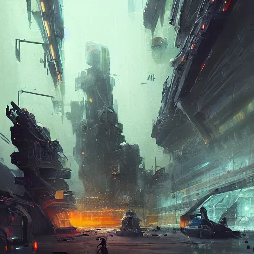 Image similar to scifi art by Greg Rutkowski, a man wearing futuristic riot control gear, claustrophobic and futuristic environment, detailed and intricate environment, high technology, highly detailed portrait, digital painting, artstation, concept art, smooth, sharp foccus ilustration, Artstation HQ