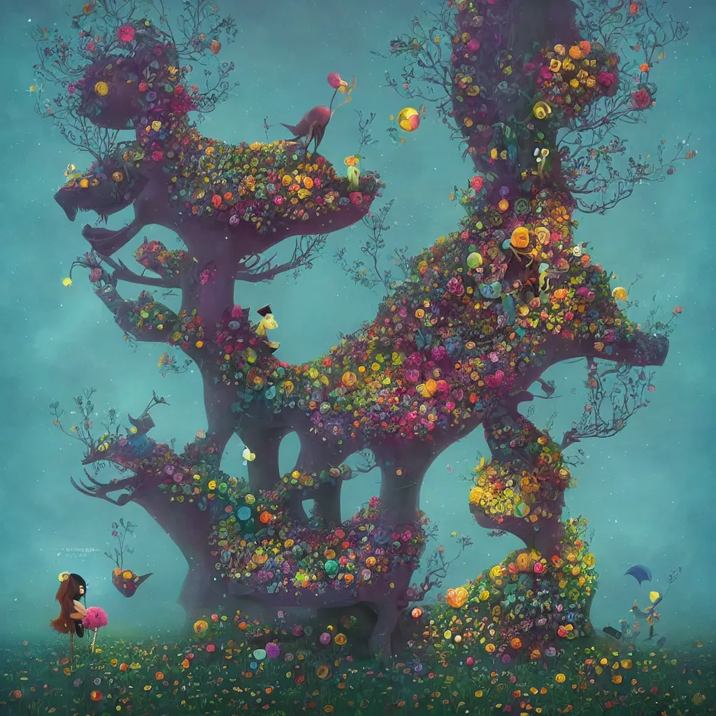 Image similar to low poly, pixar, surreal hybrid animals, nostalgia for a fairytale, magic realism, flowerpunk, mysterious vivid colors by andy kehoe and amanda clarke en un mundo de Gediminas Pranckevicius