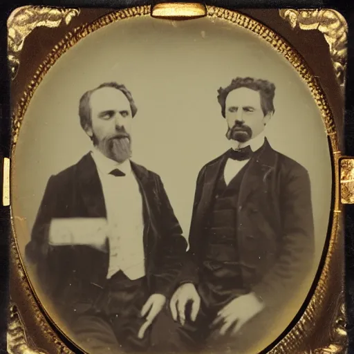 Prompt: tintype photo of “ rick and morty ” 1 8 8 0 s