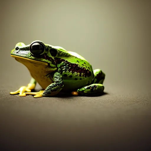 Image similar to a frog wearing a suit, studio portrait, dramatic lighting, award-winning photography, 8k