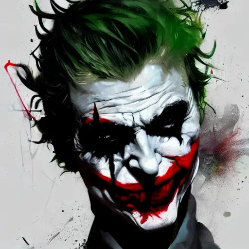 Prompt: the joker, by benedick bana and artur bordalo and tom bagshaw and craig davison and guy denning and harumi hironaka, trending on artstation hq, deviantart, pinterest, 4 k uhd image