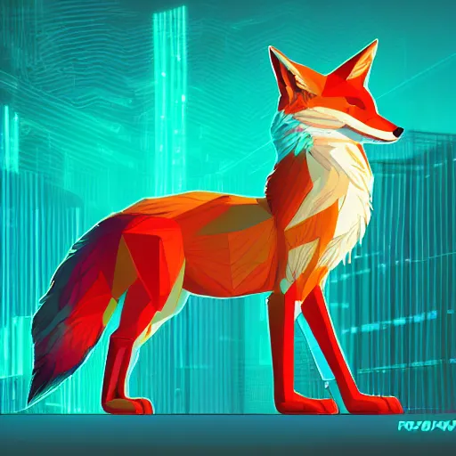 Prompt: digital geometric fox, retrowave palette, digital world, highly detailed, electric breeze, anatomically correct vulpine, synth feel, fluffy face, ear floof, flowing fur, super realism, accurate animal imagery, 4 k digital art