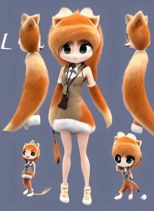 Image similar to female furry mini cute style, character adoptable, highly detailed, rendered, ray - tracing, cgi animated, 3 d demo reel avatar, style of maple story and zootopia, maple story spirit girl, good spirit, dark skin, cool clothes, soft shade, soft lighting