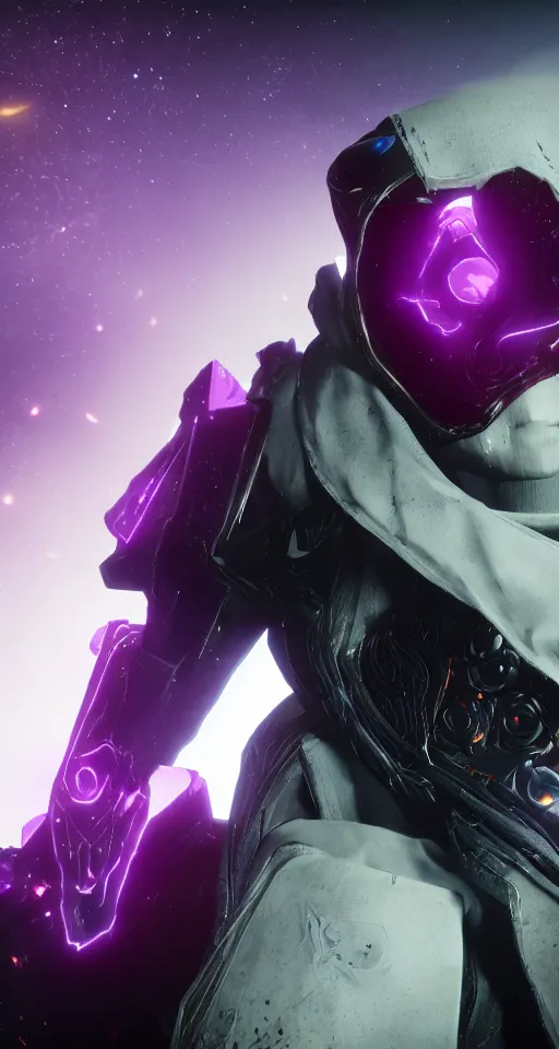 Prompt: Destiny 2 warlock portrait, head to toe, cinematic, vfx, particle lighting, purple void particles, rule of thirds, space wizard, unreal engine 5