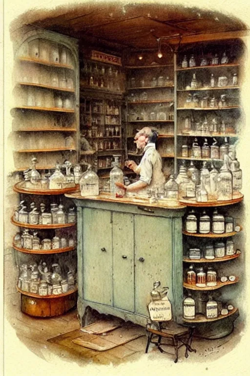 Image similar to ( ( ( ( ( 1 9 5 0 s apothecary shop. muted colors. ) ) ) ) ) by jean - baptiste monge!!!!!!!!!!!!!!!!!!!!!!!!!!!