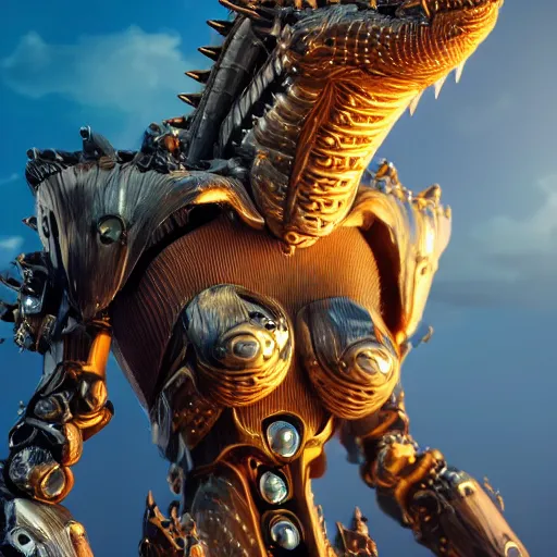 Prompt: a highly detailed close up of a beautiful majestic anthropomorphic robot female dragon, with smooth and streamlined mechanical armor, standing and posing elegantly on a beach, well detailed head with eyes and a maw, with sharp claws on her hands and feet, two arms, two legs, long tail, artstation, DeviantArt, professional, octane render, sunset lighting