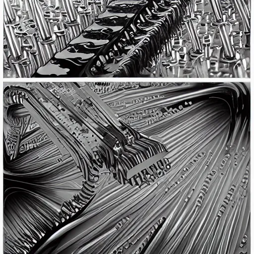 Image similar to Ferrofluid spikes, evil nanobot, organic liquid metal, alien bioweapon, generative spike technology, mechanical morph engine, gears of death, conspiracy theory, needles