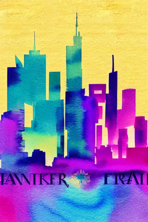 Image similar to minimalist watercolor art of frankfurt skyline, illustration, vector art