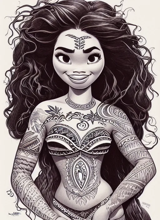 Image similar to highly detailed portrait of disney's moana, magnificent, photographic realistic background, by james gilleard, by joe fenton, by kaethe butcher, trending on instagram, award winning details