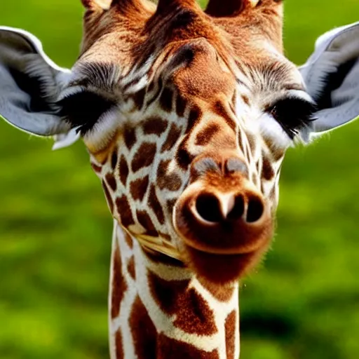 Image similar to little anthropomorphic giraffe, green eyes, light brown fur, light hair, wlop