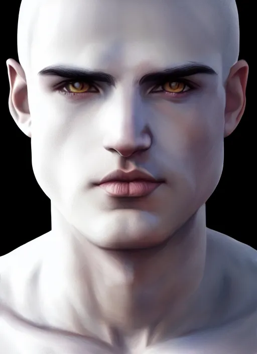 Image similar to the god hermes, white skin, male, portrait, sharp focus, digital art, concept art, dynamic lighting, subsurface scattering, photoreal, trending on artstation, by emylie boivin and rossdraws