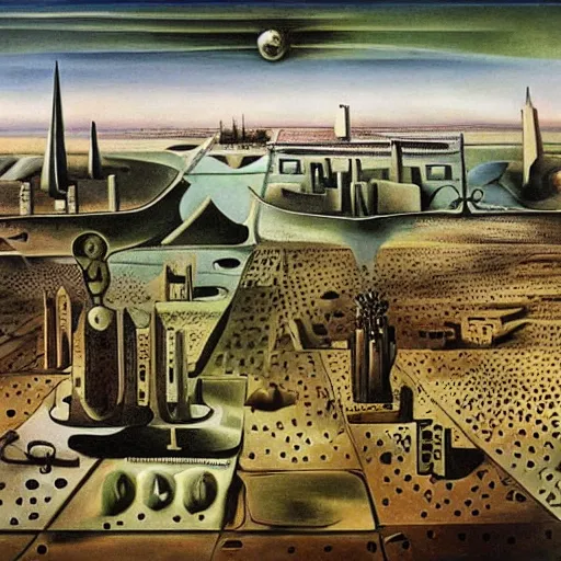 Prompt: utopian city by salvador dali.