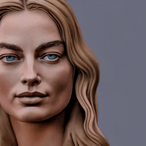 Prompt: a realistic renaissance sculpture of margot robbie by michelangelo, standing in times square, 3 d render, hyper detailed, sharp focus, 8 k resolution