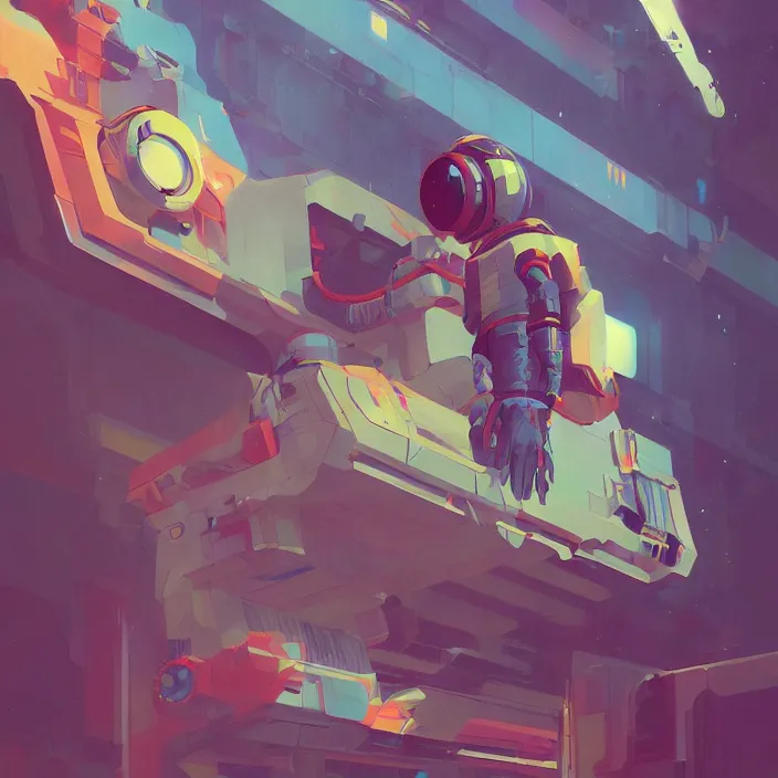 Prompt: a beautiful painting of a cyberpunk astronaut by sergey kolesov and sachin teng and pascal blanche. in style of digital art. colorful comic, symmetry, hyper detailed. octane render. trending on artstation