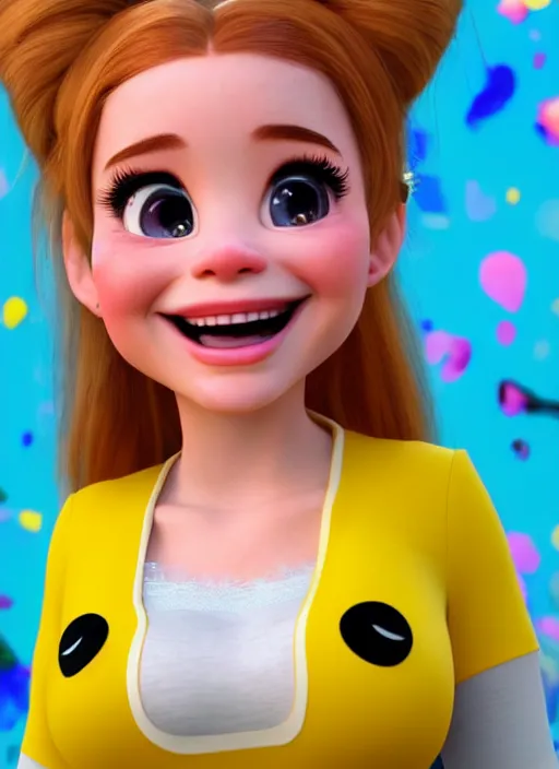 Image similar to portrait of Belle Delphine in the style of Disney Pixar, 3D, 4K