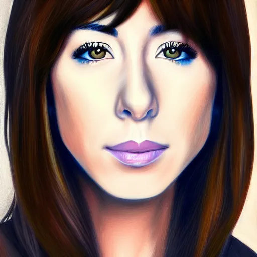 Image similar to portrait of Christina Grimmie, highly detailed, centered, solid color background, digital painting