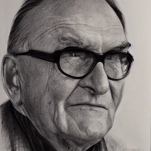Image similar to Ingvar Kamprad, charcoal portrait