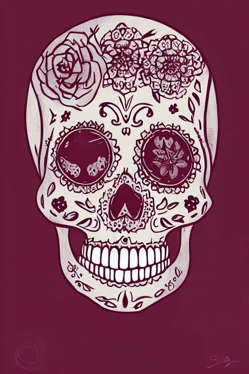 Image similar to illustration of a sugar skull day of the dead girl, art by atey ghailan