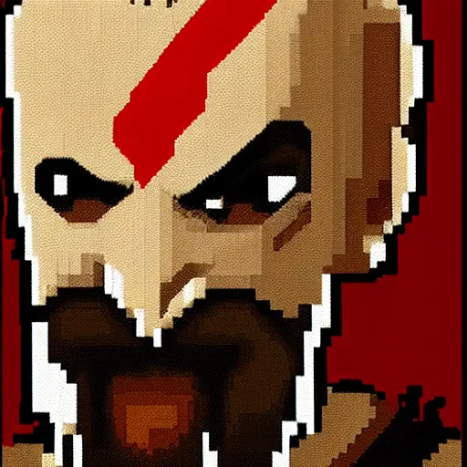 Image similar to pixel art of kratos