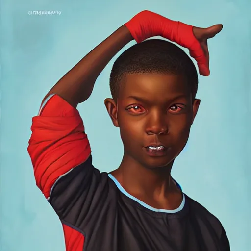 Image similar to Stockholm city portrait, black boy, Pixar style, by Tristan Eaton Stanley Artgerm and Tom Bagshaw.