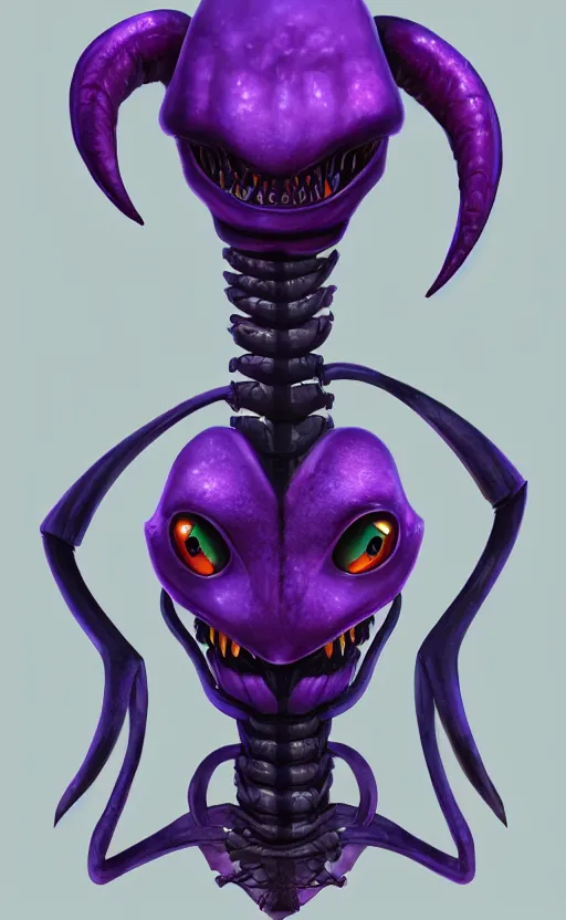 Image similar to character portrait art, ant alien, trending in artstation, purple color lighting