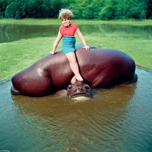 Prompt: a 3 5 mm photography, kodachrome colour of a portrait of a human hippo by martin parr - h 9 6 0 - w 1 0 8 8 - n 9