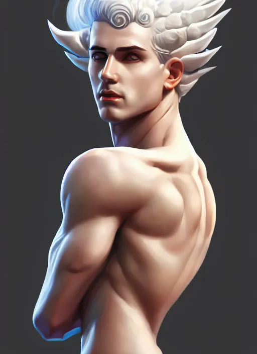 Prompt: the god hermes, white skin, male, portrait, sharp focus, digital art, concept art, dynamic lighting, subsurface scattering, photoreal, trending on artstation, by emylie boivin and rossdraws