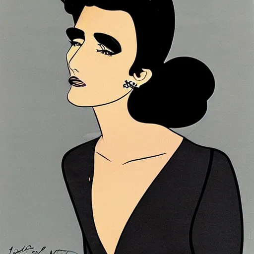 Prompt: confused fashion model, 1 9 8 4. painting by patrick nagel.