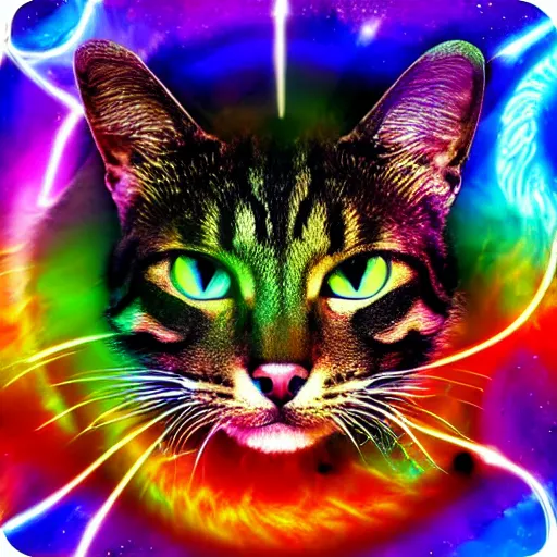 Image similar to psychedelic cat emperor of time and space hd