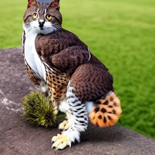 Image similar to a falcon - cat - hybrid, animal photography