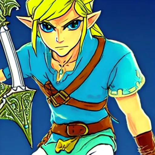 Image similar to link from the legend of zelda breath of the wild in jojo's bizarre adventure