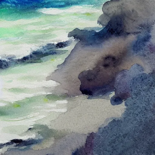 Image similar to nothing breaks like a wave that knows the waiting shore, soft focus, intricate, watercolor, trending on Artstation