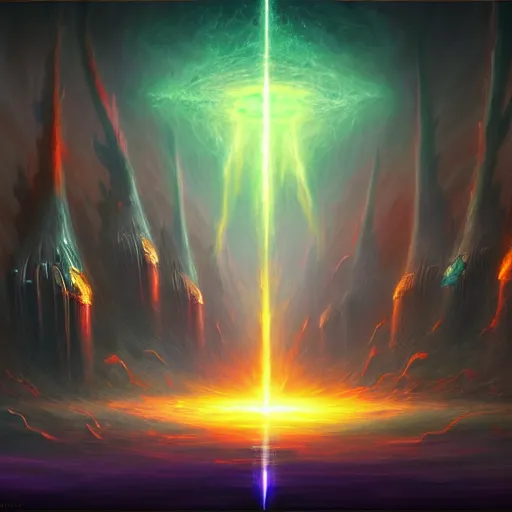 Image similar to concept art for the last imperfect physical life - form seconds before the universe is again in rapturous divine perfect unity!! religious!, final victory of order over disorder!! final defeat of entropy! last act of the universe! digital painting, artstation, smooth, sharp focus