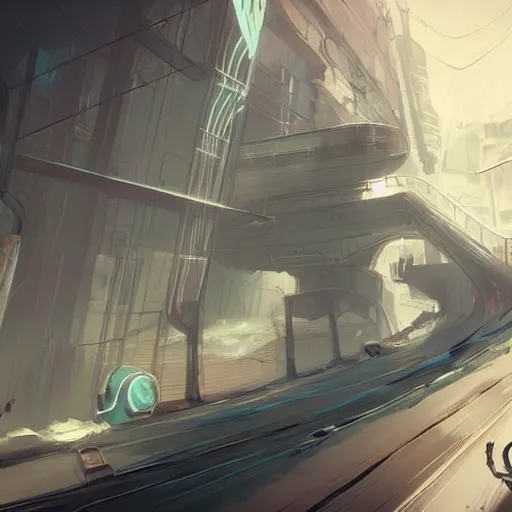 Prompt: white and teal colors. highly detailed post-cyberpunk highway in style of cytus and deemo, mysterious vibes, by Akihiko Yoshida, by Greg Tocchini, nier:automata, set in half-life 2, beautiful with eerie vibes, very inspirational, very stylish, surrealistic, perfect digital art, mystical journey in strange world, bastion game