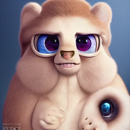 Image similar to cutie fluffy creature ben stiller, digital art, 3 d, octave render, masterpiece, mega detailed, pixar, disney, vivid illustration, cartoon, fantasy, by george stubbs, artgerm, in the style of ghibli kazuo oga, pastel fur