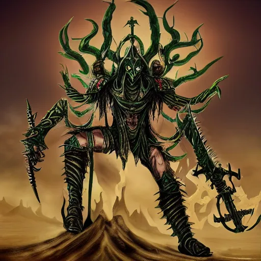 Image similar to Warhammer Fantasy Nagash in the desert, dark fantasy, trending on artstation