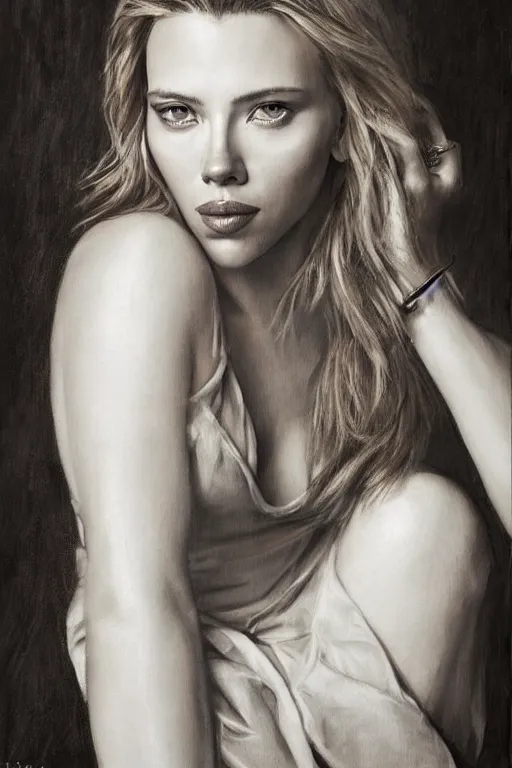 Image similar to portrait of scarlett johanson by James Gurney