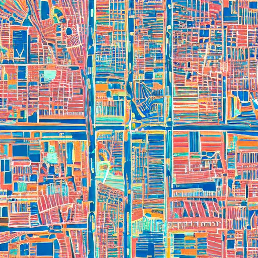 Prompt: a pattern painting of the los angeles city streets