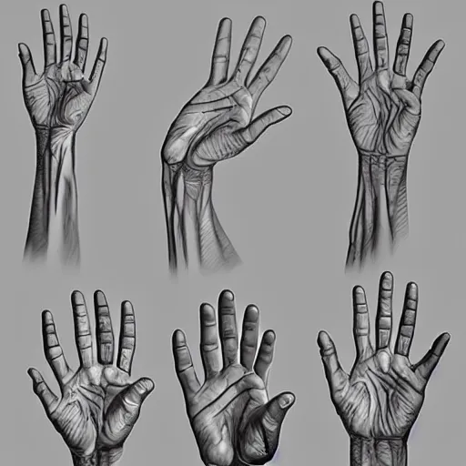 Image similar to Hands anatomy tonemapped in the style of Artstation