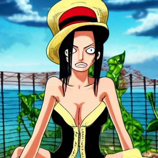 Prompt: portrait of Angelina Jolie as a character in one piece