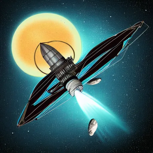 Prompt: voyager space craft illustration fantasy digital art by mohamed reda