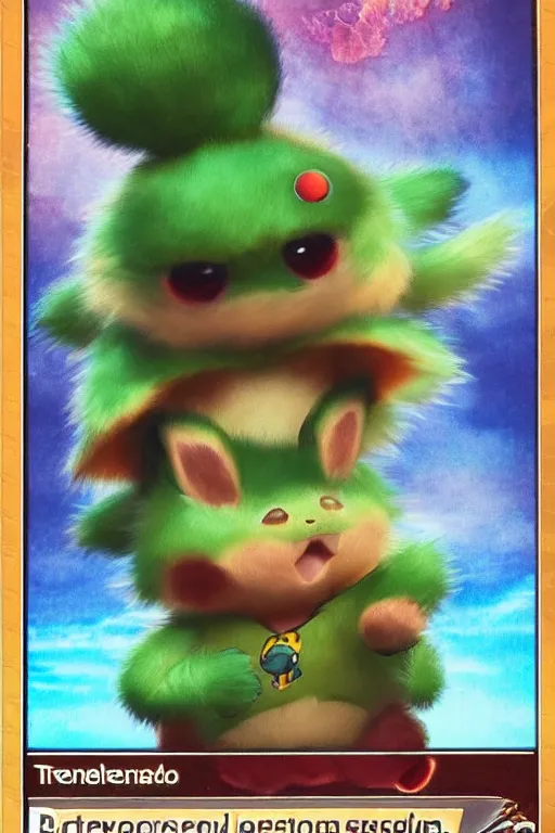 Prompt: a pokemon trading card of teemo, highly detailed pokemon trading card screenshot