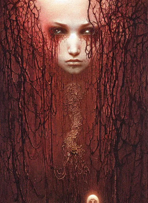 Prompt: bald lovecraftian teen girl by Beksinski and Luis Royo