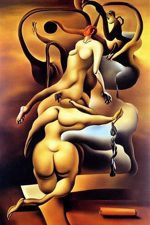 Prompt: The Great Masturbator oil painting by Salvador Dali