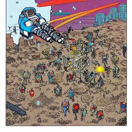 Prompt: james webb space telescop by geof darrow